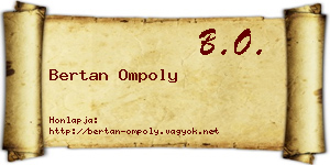 Bertan Ompoly névjegykártya